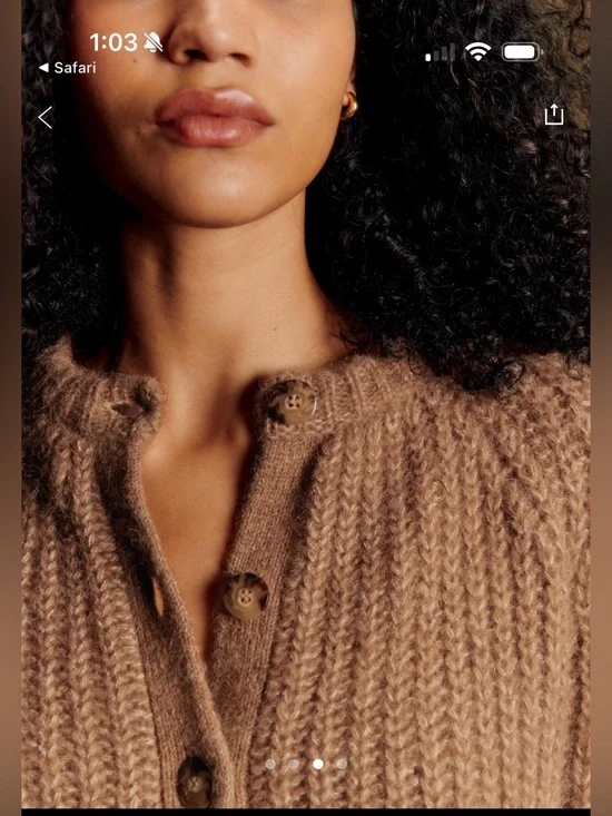 Sezane Emile Cardigan Chunky Knit Button-Front Sweater in Camel Size Medium - Picture 2 of 6